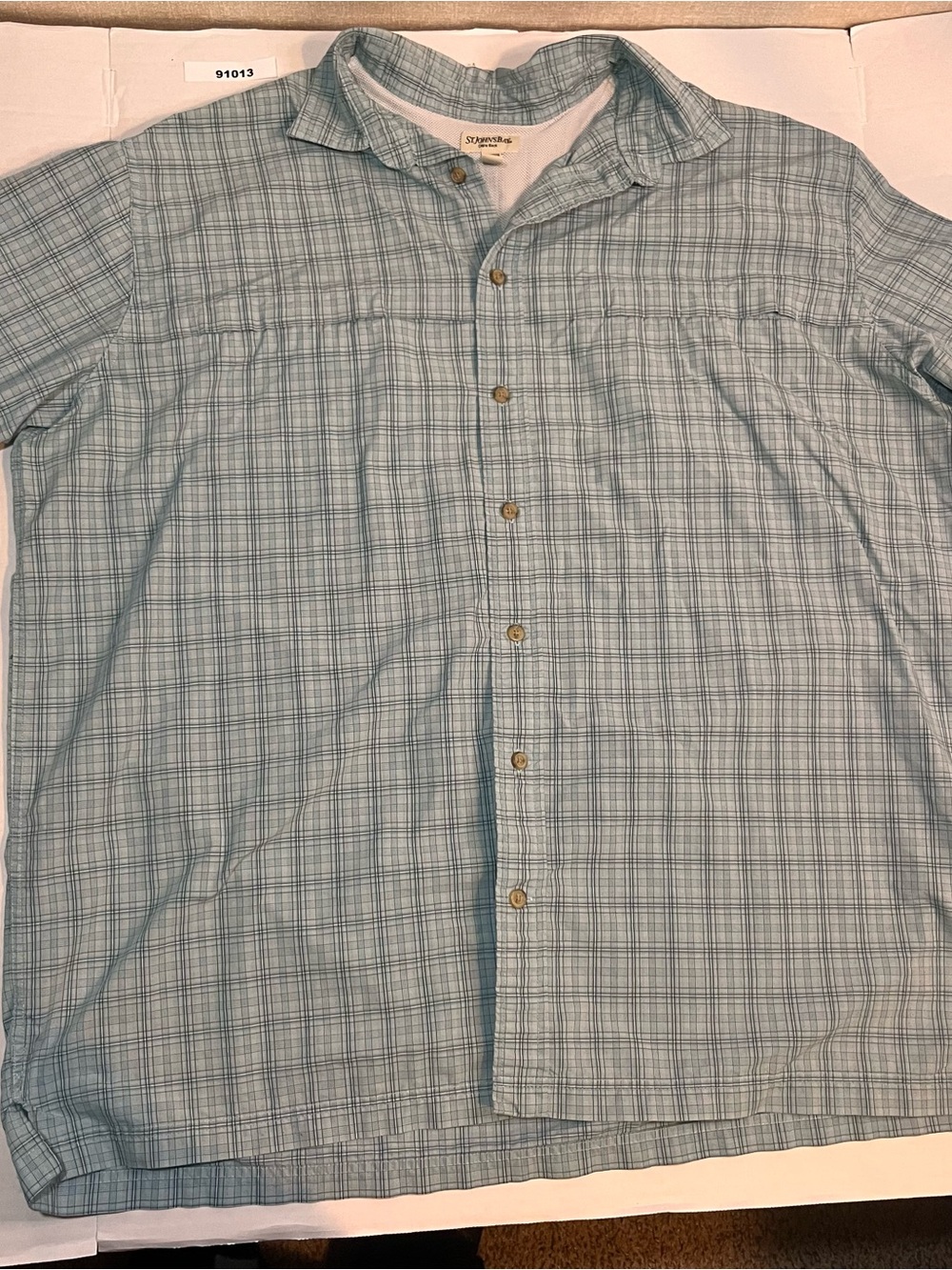 Saint John Men's Light Blue Plaid Button-Up Shirt